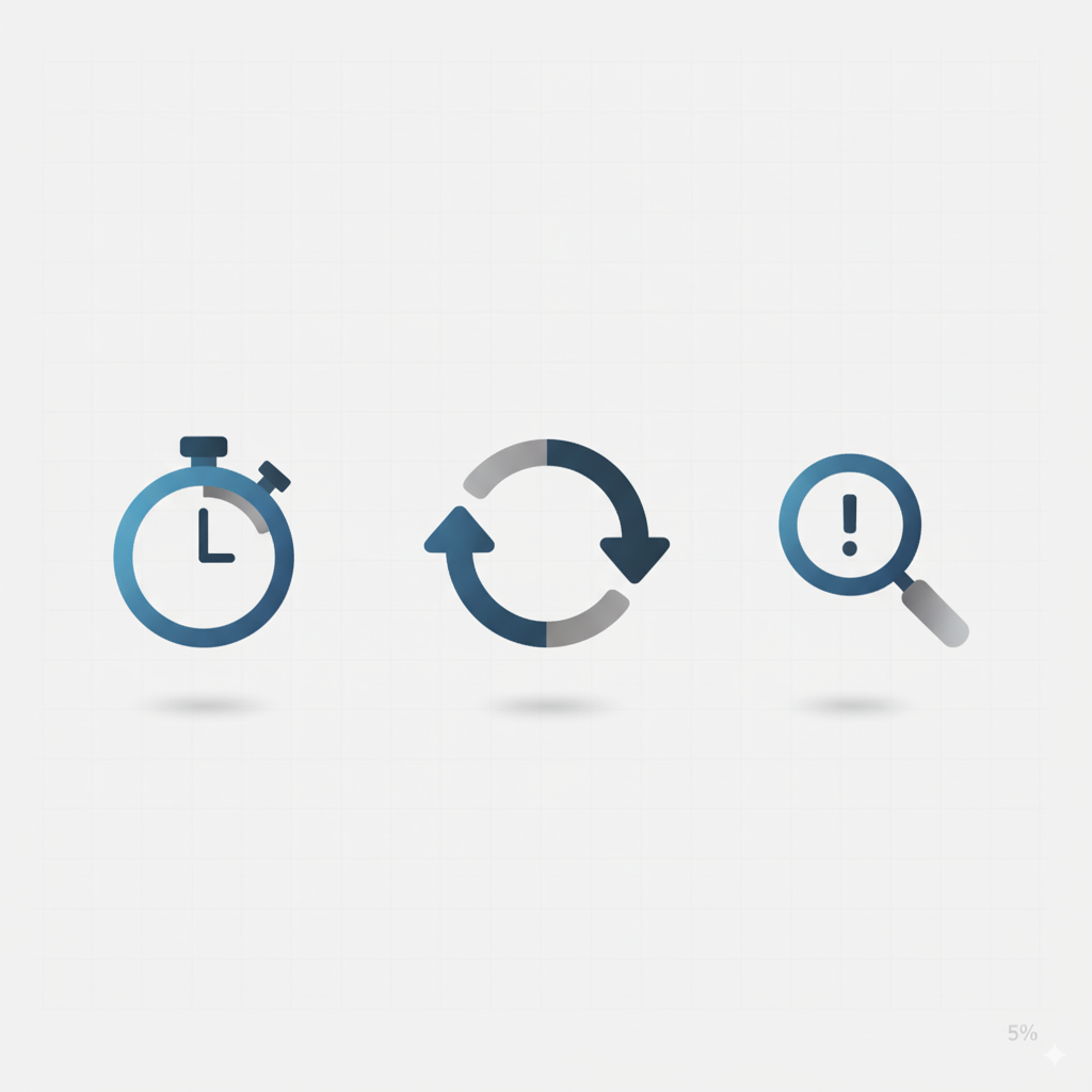 Hidden costs of manual calculations: time loss, rework, review friction.